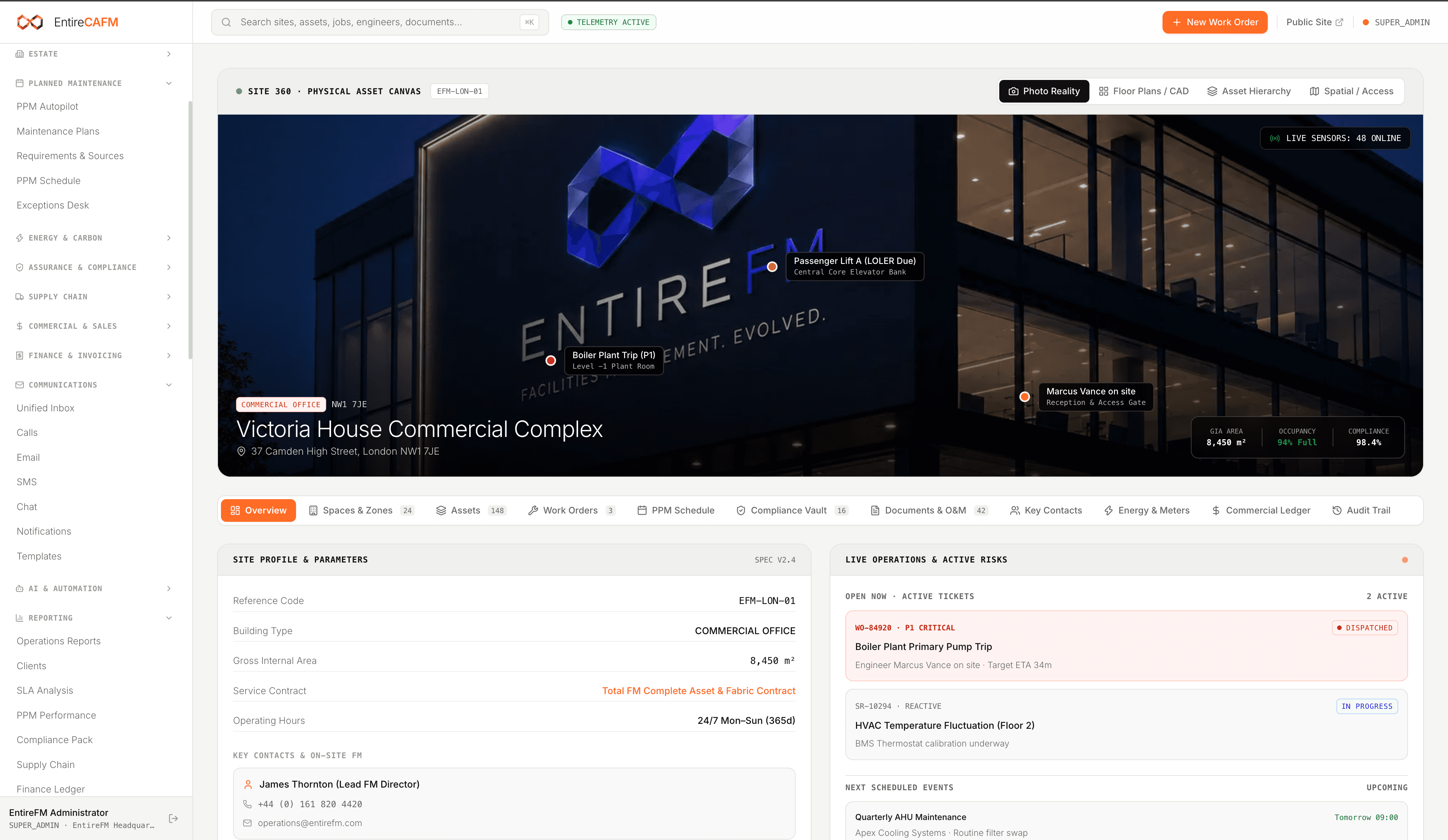 EntireCAFM Site 360 3D spatial workspace