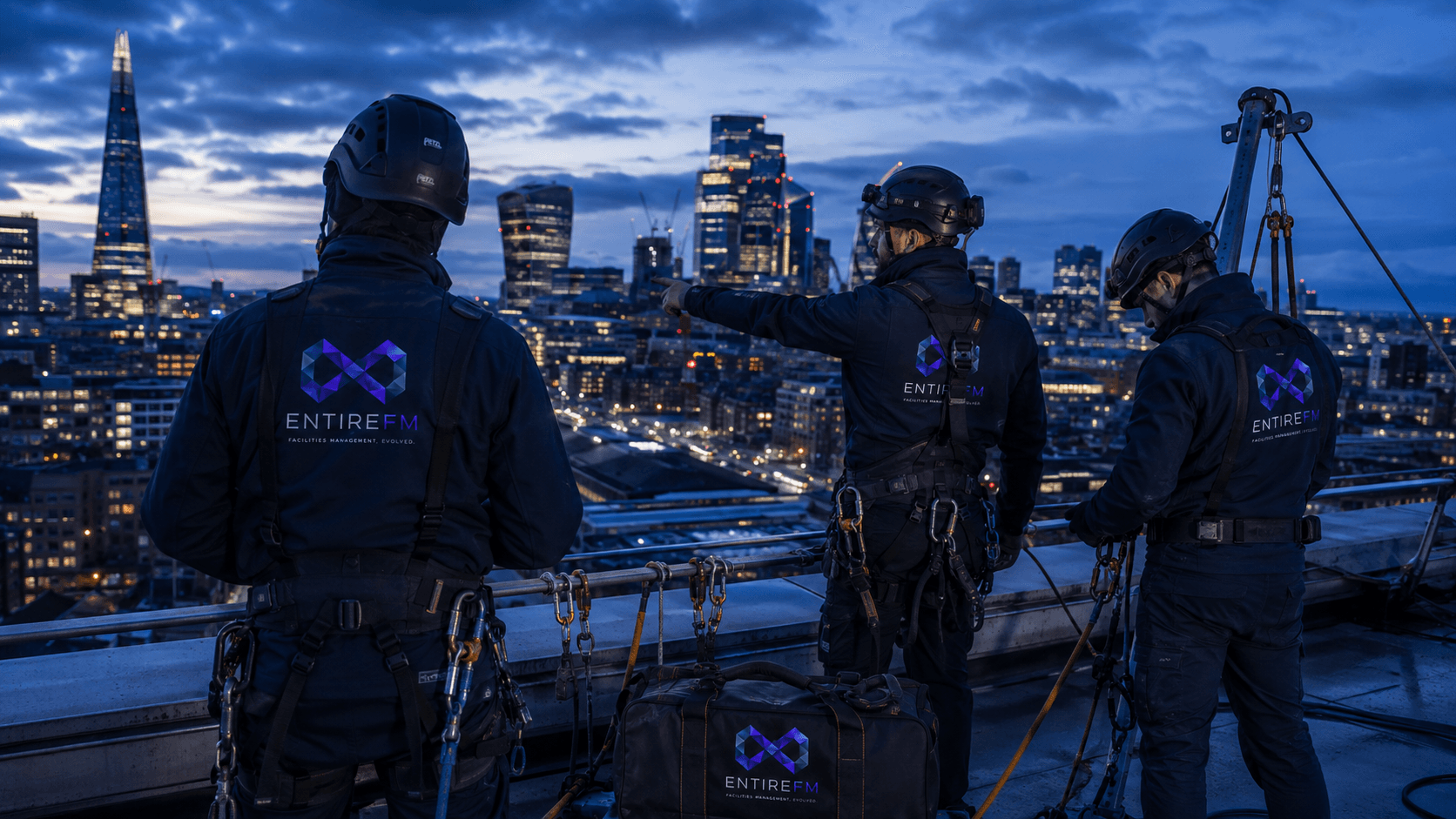 EntireFM rope access engineer executing technical mastic repair and façade inspection